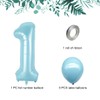 40 Inch Light Blue Number 1 with Latex Balloons, Large