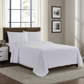 100% Cotton Flannel Sheets Full Size - Warm & Cozy Flannel Bed Sheets Set for Winter - Soft Brushed Cotton Bedding for Ultimate Comfort - Heavyweight Sheet Set, Full, White