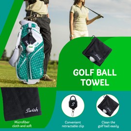 Tharos Distribution Swish Portable Golf Ball Cleaner – Clip-On Golf Accessory for Bag or Cart – Perfect Golf Gift