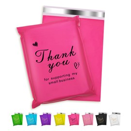 Jowlroel Thank You Poly Mailer 6x9 Inch 100 Pcs, Waterproof and Tear-Resistant Shipping Bags for Clothing, Strong Mailing Bags with Self-Seal, Cute Packaging Bags for Small Business - Rose Red