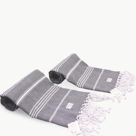 Agah Home Beach Towels 2 Pack for Adults - Beach Towel for Travel - Turkish Cotton Towels - Quick Dry Beach Towel for Bathroom - Sand Resistant Beach Towels for Vacation - 40' × 70' (Sultan-Black)