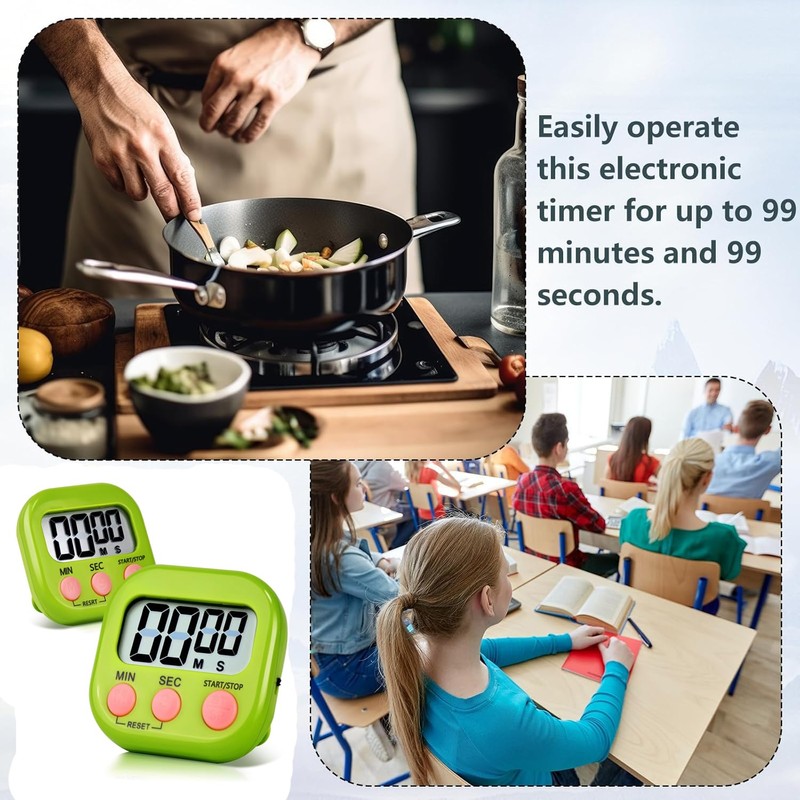 6 Pack Timer for Kids, Kitchen Timers, Magnetic Digital Timers,