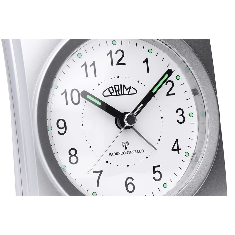 PRIM Radio-Controlled Alarm Clock with Smooth Flow, Plastic Alarm Clock,