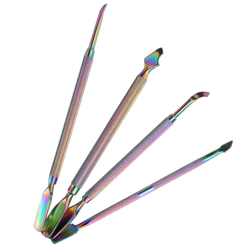 4pcs Stainless Steel Nail Cuticle Pusher Cuticle Trimmer Remover Set