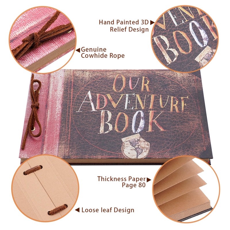 Adventure Book Scrapbook Album Fotoalbum,3d Retro GepräGter Brief Hardcover Movie