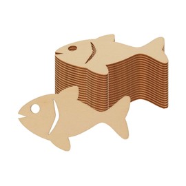 Creaides 20pcs Wooden Fish DIY Crafts Cutouts Wooden Sea Animals Unfinished Wood Ornaments Wood Tags for Wedding Birthday Party Decorations