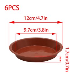 JAKOUE 6pcs Terracotta Plastic Plant Saucers (4 inch) - Heavy Duty Indoor Plant Trays for Pots with Water Drainage, Drip Catcher & Decor (Set of 6 Round Saucers)