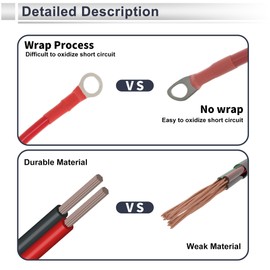 RATCHROLL 1 Pc Universal Battery Inverter Cable 3/8" Lug 6.5FT Battery Cable 8 AWG Gauge Red Tinned Copper