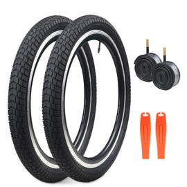 MEGHNA Bike Tire 20 x 2.125 inch Mountain Bike Tire with Tire Lever (57-406) Foldable Tire Replacement for Mountain Bike BMX Kids Bike Cruiser Bike (20 x 2.125 - Black - 2 Pack with Tubes)