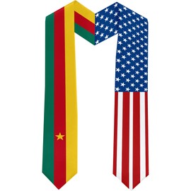 2025 Cameroon Flag and USA Flag Graduation Stole Graduation Sash Class of 2025 Graduation Scarf for International Student (Baccalaureate Gown and Hat Not Included)