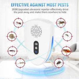 2026 Upgraded Ultrasonic Pest Control Repeller, Mouse Repellent Indoor for Spider Bugs Roach Ant Mosquito Rat Mice Insect Deterrent, Mouse Rodent Repellent Ultrasonic Plug in, 3 Mode Switching, 6 Pack