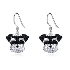 Schnauzer Dog Dangle Drop Earrings for Women 925 Sterling Silver Cute Dog Earrings Animals Earrings for Senstive Ears Pet Jewelry Schnauzer Gifts for Women Daughter