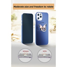 Butterfly Phone Ring Stand Painted Metal Finger Stand 360° Rotation Phone Ring Holder Hand Grip with Knob Loop (Pink-Blue)
