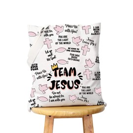 WCGXKO Team Jesus Gift Christian Gift Team Jesus Canvas Tote Bag Reusable Bag Shopping Bag (JESUS CA)