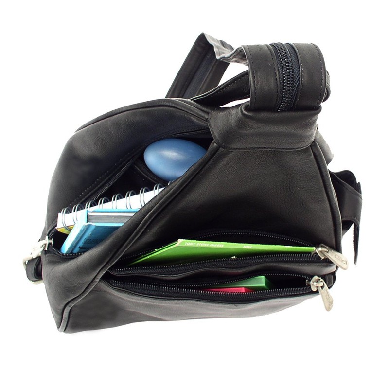 Piel Leather Two-Pocket Sling, Black, One Size