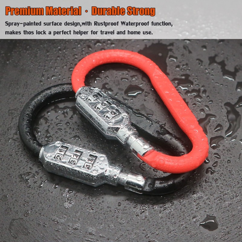 Combination Carabiner Clips,V-Resourcing Resettable 3 Dial Digit Combination Lock Carabiner