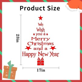 NADDZ Merry Christmas Wall Stickers, Christmas Tree Wall Stickers, Christmas Tree Decal Christmas Tree Letters Stick Wall Art Decal Mural Wall Sticker Great for Holiday Party Decorations.