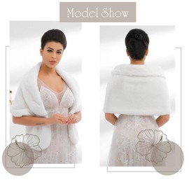 GORTIN Bride Wedding Faux Fur Shawl and Wraps Bridal Sleeveless Fur Stoles with Brooch for Brides and Bridesmaids