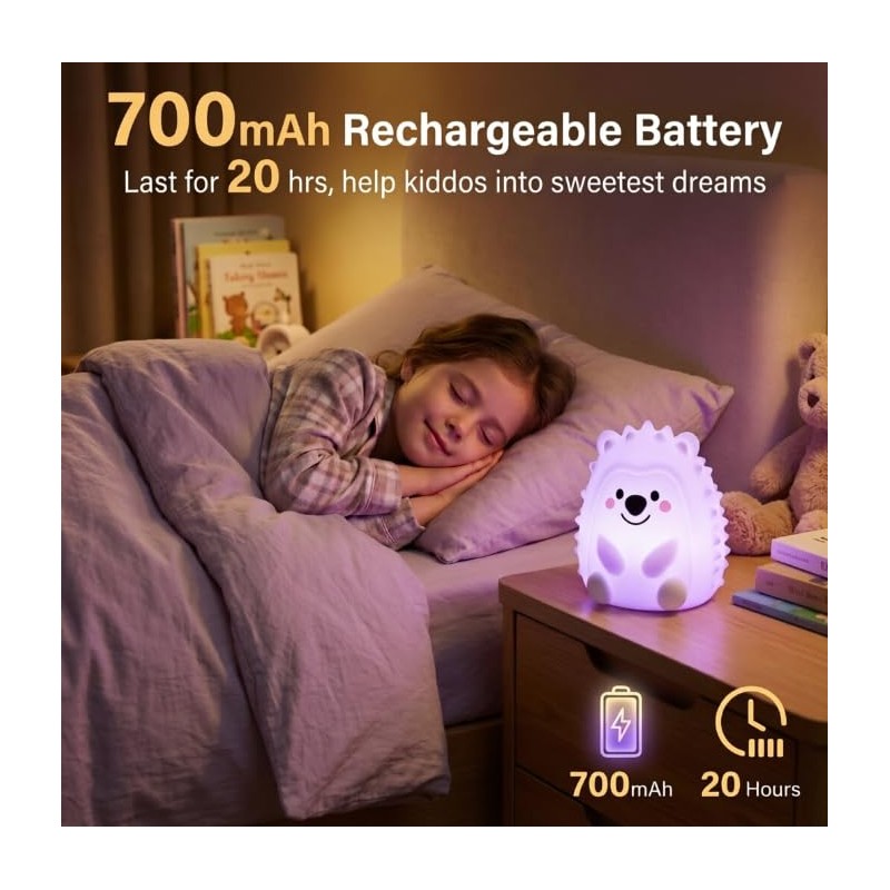 Squishy Night Light for Kids,9 Colors Baby Nursery Rechargeable Table