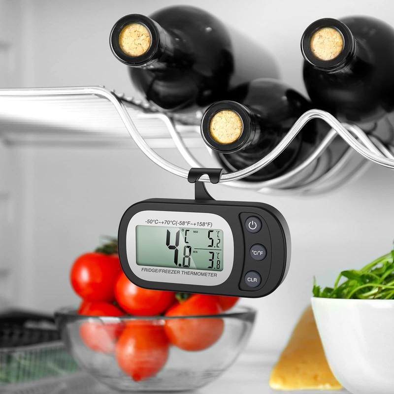 Ankilo Upgraded Refrigerator Thermometer, 2 Pack Portable Digital Waterproof Fridge