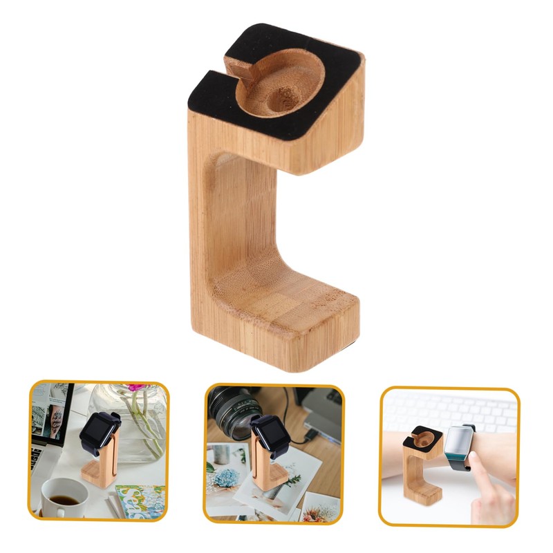 LALAFINA 1Pc Bamboo Smart Watch Charging Stand Durable Lightweight Charging