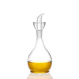 HAIZEEN 13ounce/ 380 ml Clear Glass Olive Oil Dispenser Bottle - Oil & Vinegar Cruet with Pourers and NO Funnel Needed - Olive Oil Carafe Decanter for Kitchen and BBQ