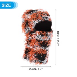PATIKIL Distressed Balaclava Ski Mask, Balaclava Camo Knitted Face Mask Windproof Full Face Cover for Women Men Outdoor Sports, Black/Orange