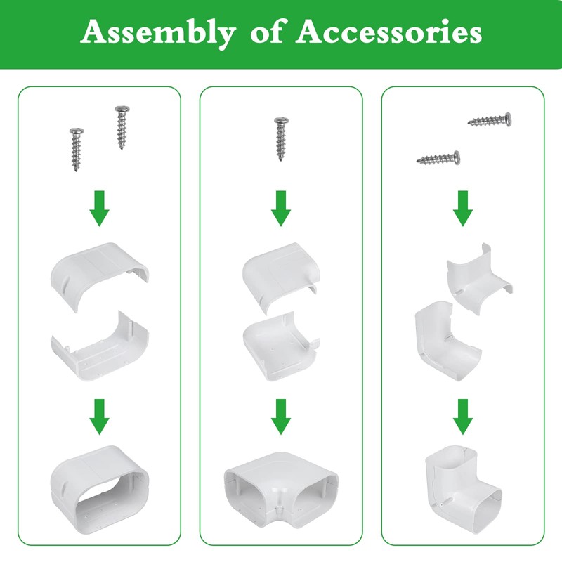 MOOITEK 3" 17Ft PVC Line Set Cover Kit for Ductless
