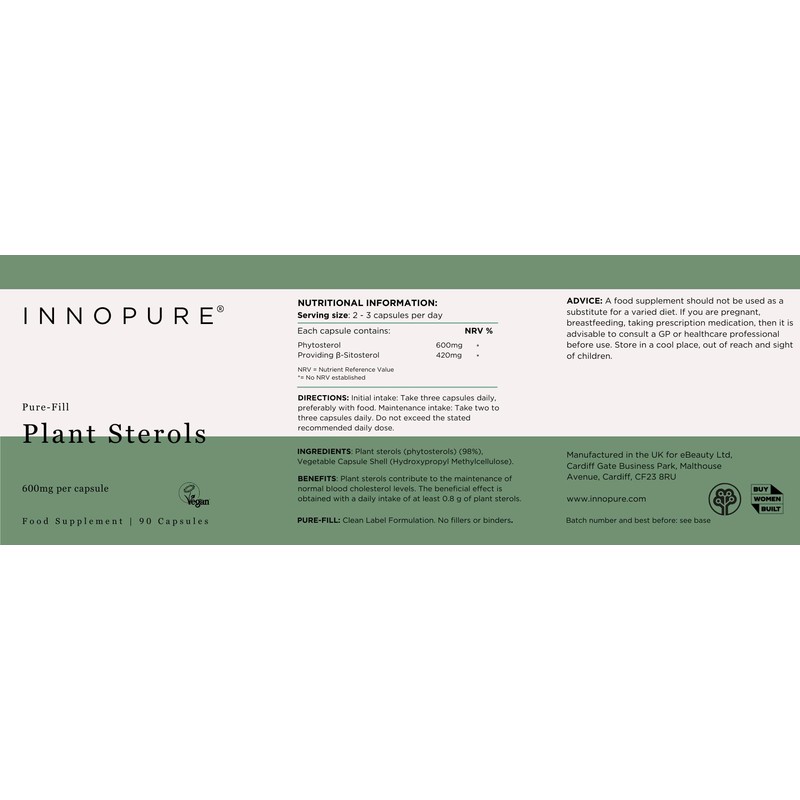 INNOPURE Plant Sterols Capsules (No Fillers or Binders) Pure-Fill Supplement,