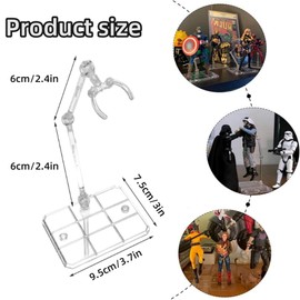 HIDOSNG 4 Pcs Action Figure Stand, action figure display holder base display your action figures in style for figure model toy doll accessories (transparent white)