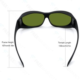 FREEMASCOT OD 8+ 190nm-450nm / 800nm-1100nm Wavelength Professional Laser Safety Glasses for 405nm, 450nm, 980nm, 1064nm Laser (Frame Style 4)