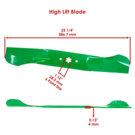 Caltric 23 1/4 inch x 6 Point Star 46" Deck High Lift Blade For MTD Cub Cadet Troy Bilt