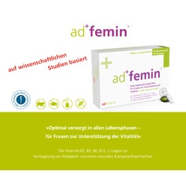 adfemin Vitamins & Minerals Quarter Pack for Women 40+ - Support for Vitality, Hormone Balance and Immune System with Algae DHA, Ginkgo Biloba, Lycopene, 180 Pieces