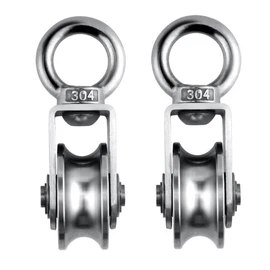 Byttlerom Cable Pulley Wheel Stainless Steel Swivel Pulley Block Silence Rotation Traction Wheel for System Lifting Gym 2Pcs