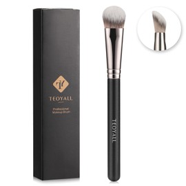 TEOYALL Angled Concealer Brush, Synthetic Contour Brush for Blending Setting Buffing with Liquid, Cream and Powder Cosmetic (Angled Brush)