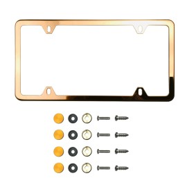 MVP T304 Stainless Steel Polish Mirror RoseGold Slim License Frame w/Metal Screw Cap
