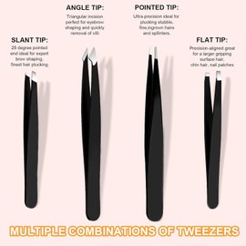 Tweezers and Nail Clippers Set 9 Pcs,Tweezers Kit for Men and Women,Stainless Steel Eyebrow Plucker with Curved Scissor and Eyebrow Razor for Daily Beauty Tools,with Leather Case（Black/Red）
