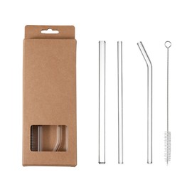 Glass Straws with Brush, Reusable BPA Free, BPA Free, Environmentally Friendly, Heat Resistant, Durable, 3 Packs, Safe and Non-Toxic, Drinking Straws