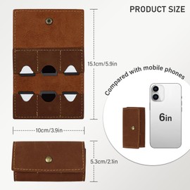 AfitLulu 6 Slots SD Card Storage Foldable Gaming SD Card Case Portable Retro Leather Memory Card Case with Metal Snap for Travel and Daily Storage (Brown)