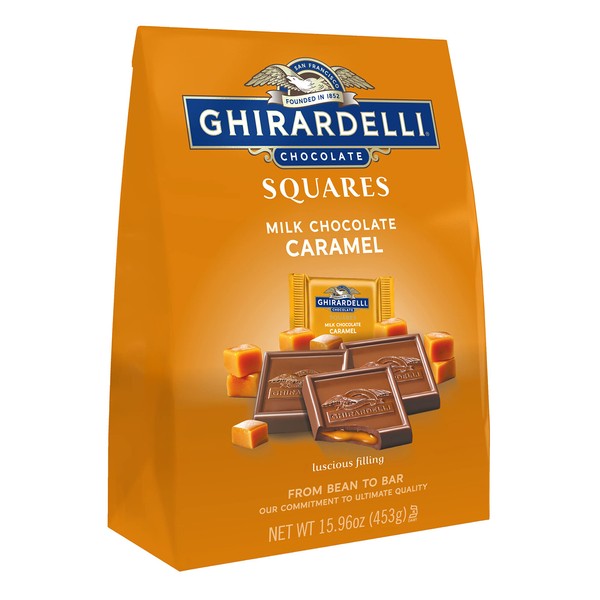 SAN FRANCISCO FOUNDED IN 1852 GHIRARDELLI CHOCOLATE Milk Chocolate Squares with Caramel Filling, Mother's Day Chocolate 15.96 OZ Bag