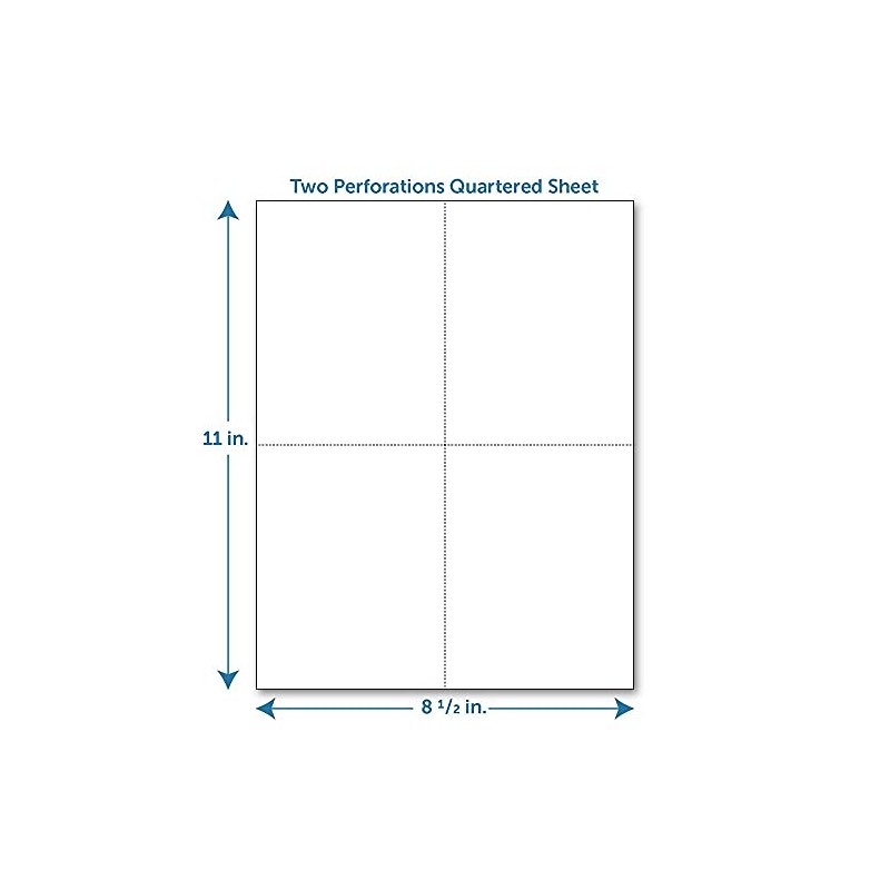 Perforated Paper, Two Perforations to Quarter the Sheet on White
