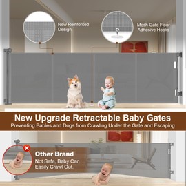 Miumoon Upgrade 200 inch Retractable Baby Gates Extra Wide with Reinforced Strip Design to Prevent Crawling Through, 200" Retractable Dog Gate, 42" Tall, Retractable Gate for Indoor/Outdoor