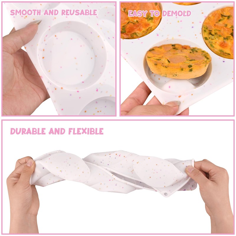 Sakolla 2 Pack Muffin Top Pans, Silicone Egg Molds for