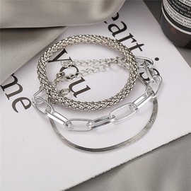 Caiguoer Alloy Bracelet, Silver/Gold Bracelet, Jewellery for Girls and Women (B)