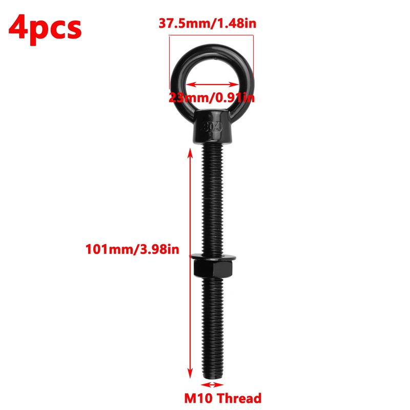 Antrader Stainless Steel Eye Bolt,M10 Heavy Duty Lifting Ring Threaded
