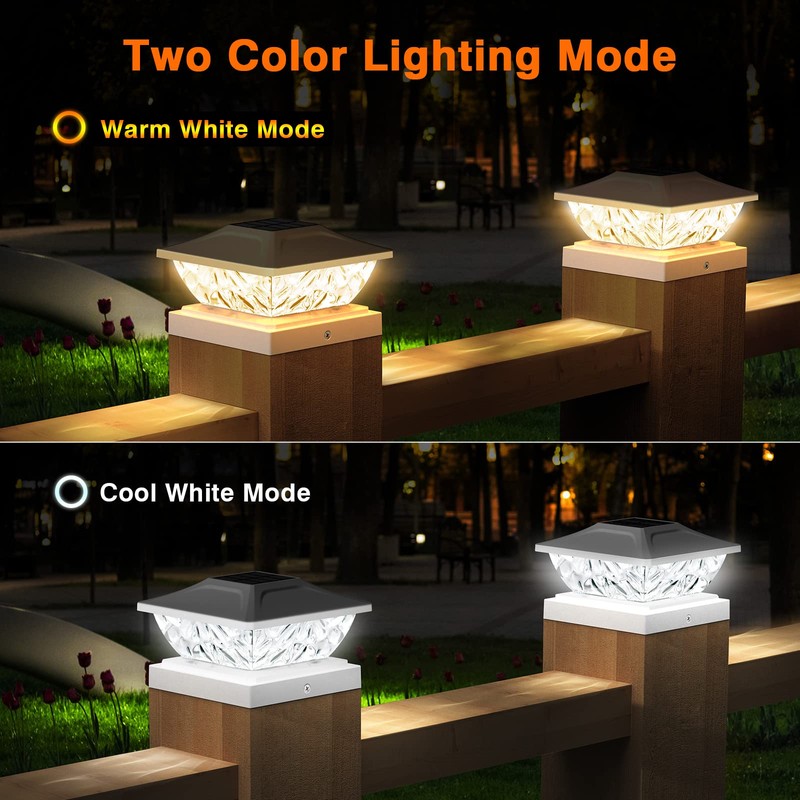 ENSLI 12 Pack Solar Post Cap Lights, 2 Mode Bright