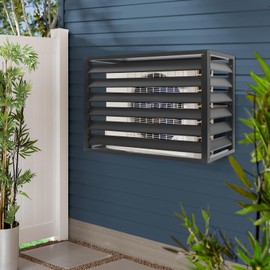 Air Conditioner Fence, 1.5P Drill-Type Louvered Grille AC Unit Fence Outdoor 4 Panels, No Dig Aluminum Alloy Privacy Fence Panels for Outside, Outdoor Trash Can, Pool Equipment Enclosure Panels