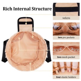 Barrel Drawstring Makeup Bag Large Cosmetic Bag Toiletry Organizer Bag,Portable Large Capacity Travel Makeup Bag for Travel Accessories Essentials and Hair Product (corduroy smile face)