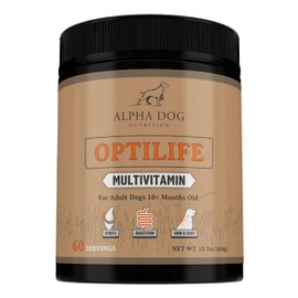 OptiLife Dog Multivitamin Powder - Adult Dog Multivitamin with Probiotics, Allergy Support, Joint Support, Skin & Coat Support - Dog Vitamins and Supplements - Multivitamin for Dogs (60 Servings)