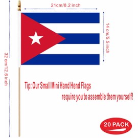 LUSEOAN 20 Pack Cuba Mini Stick Flags Cuban Small Miniature Handheld Flag Decorations,5x8 Inch